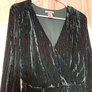 H&M green velvet dress